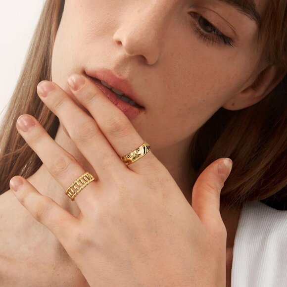 Dainty Stacking Ring Statement Ring Eternity Bands Jewelry Gift 14K Gold Plated - Picture 4 of 7